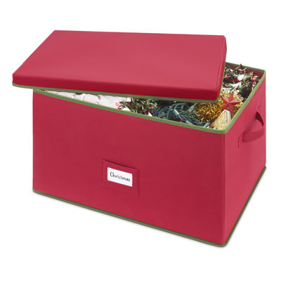 Boîte de rangement de Noël Whitmor - rouge avec garniture verte