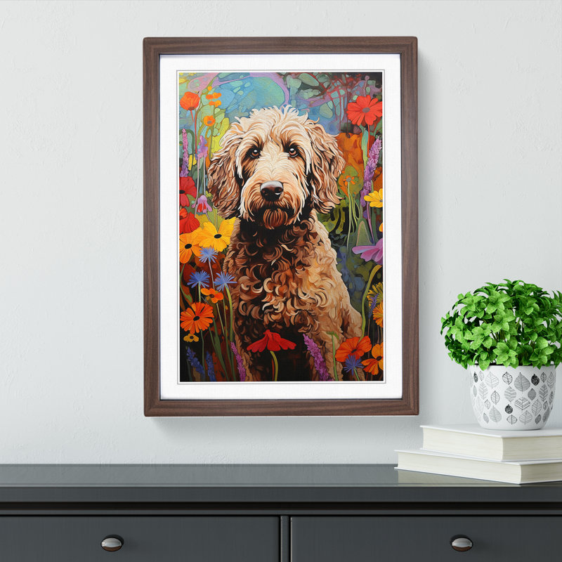 Labradoodle Contemporary No.2 - Framed Print, Walnut, 46cm H x 34cm W x 2cm D