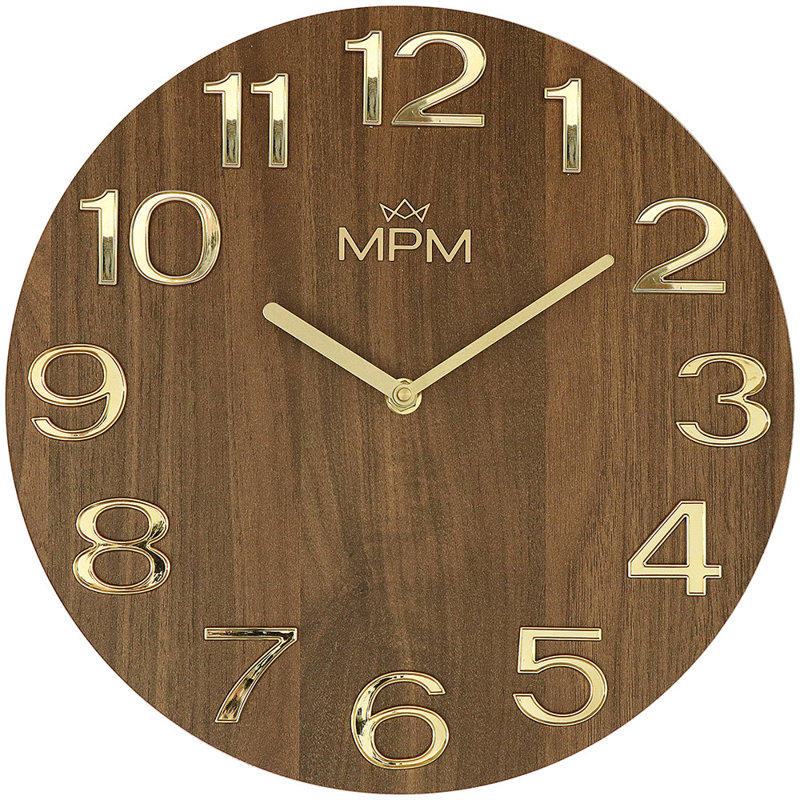 Wood Wall Clock, Brown/Gold