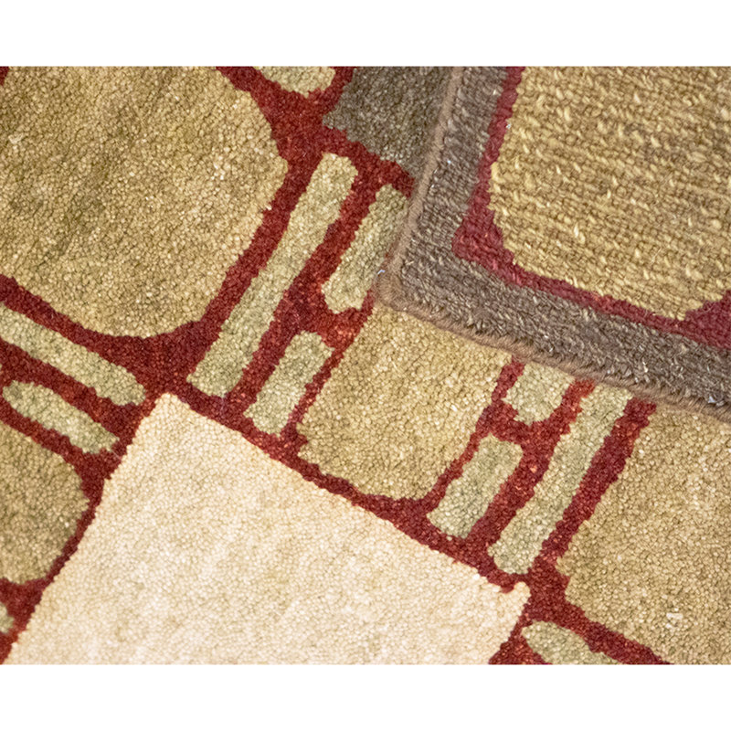 Hand Knotted Wool Area Rug in Red