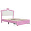 Full Size Upholstered Platform Bed With Led & Storage, Pink White Modern Style Headboard Pink+white