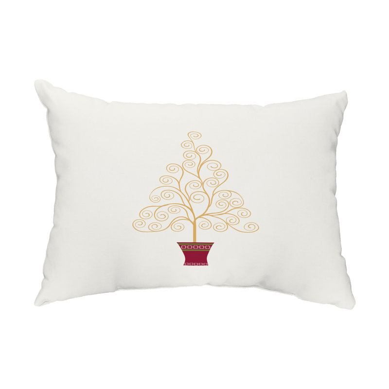 Housse de coussin rectangulaire d'extérieur Filigree Tree, Blanc cassé