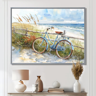 Blue Bicycle On The Beach Pathway II - Coastal Wall Art