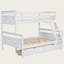 Lit superposé simple au-dessus de double avec échelle et deux tiroirs de rangement, structure convertible en bois massif avec garde-corps-1992153485