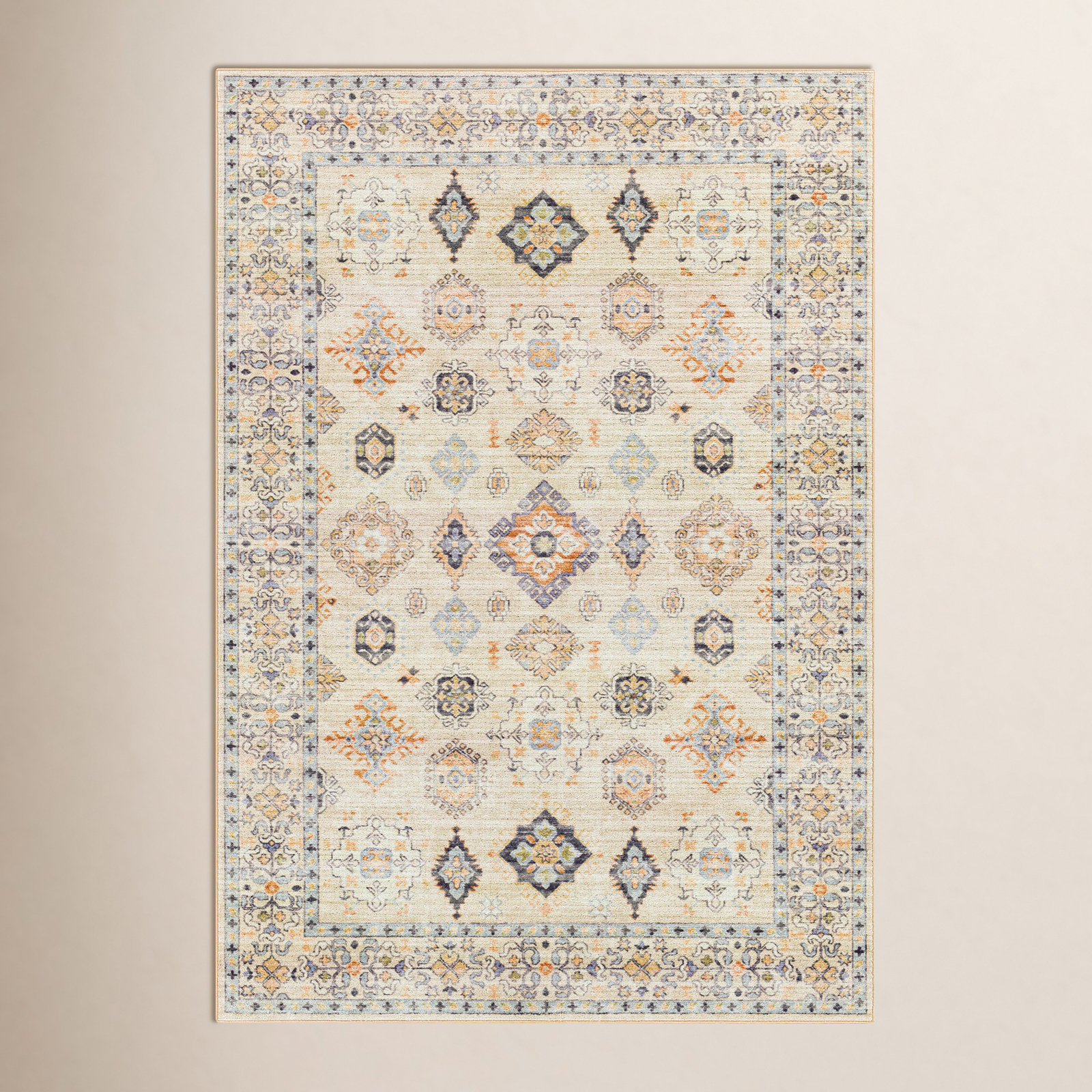 Emmie Vintage Washable Area Rug, Rectangle 6'7" x 9'