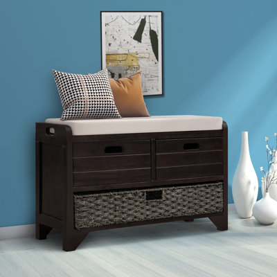 Banc de rangement pour hall d'entrée avec panier amovible et 2 tiroirs Khalin