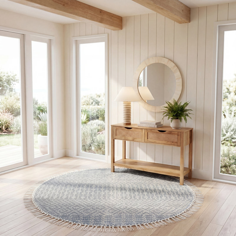 Cleveland Hand Loomed Wool Southwestern Rug, Round 6'