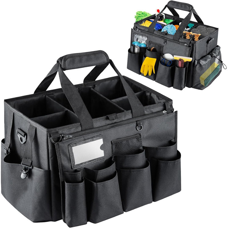 Canvas Tool Bag Organizer – 27x25x45cm Large Multi-compartment Tool Tote With Handle, Adjustable Shoulder Strap & Waist Belt For Diy, Power & Garden Tools Storage
