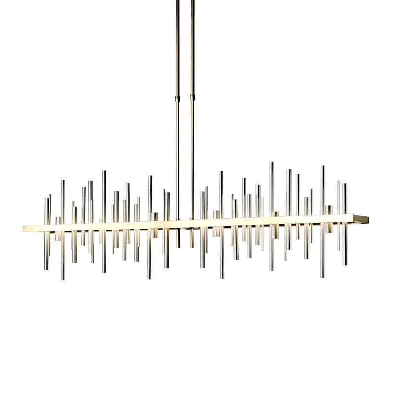 Cityscape 1 - Light Kitchen Island Linear LED Pendant, Modern Brass, Sterling