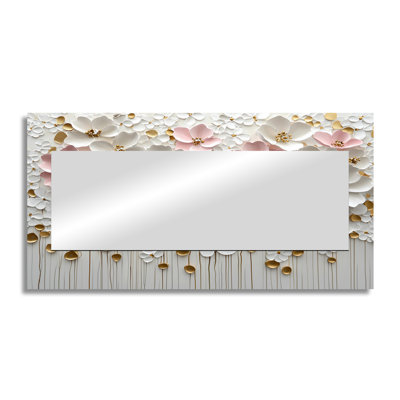 Wildflowers Creamy Blossoms In The Wild I - Floral Accent Wall Mirror - Printed On Metal
