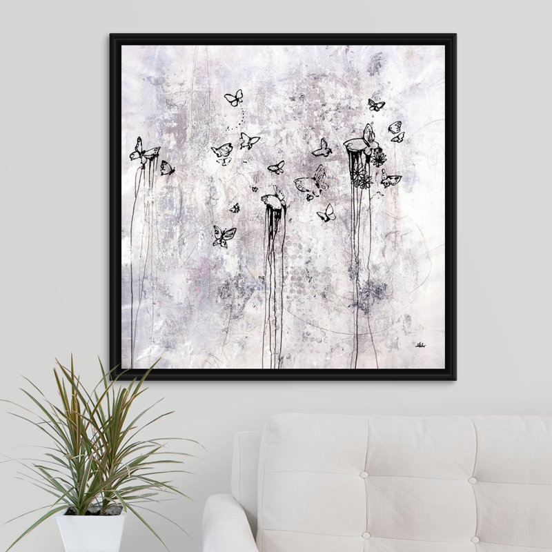 « free ritesed », peinture sur toile, Cadre flottant noir, H 31,7 po x l 31,7 po x p 1,75 po