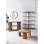 Table basse ronde D32 x 16,5 po avec pieds courbés et placage de frêne brun