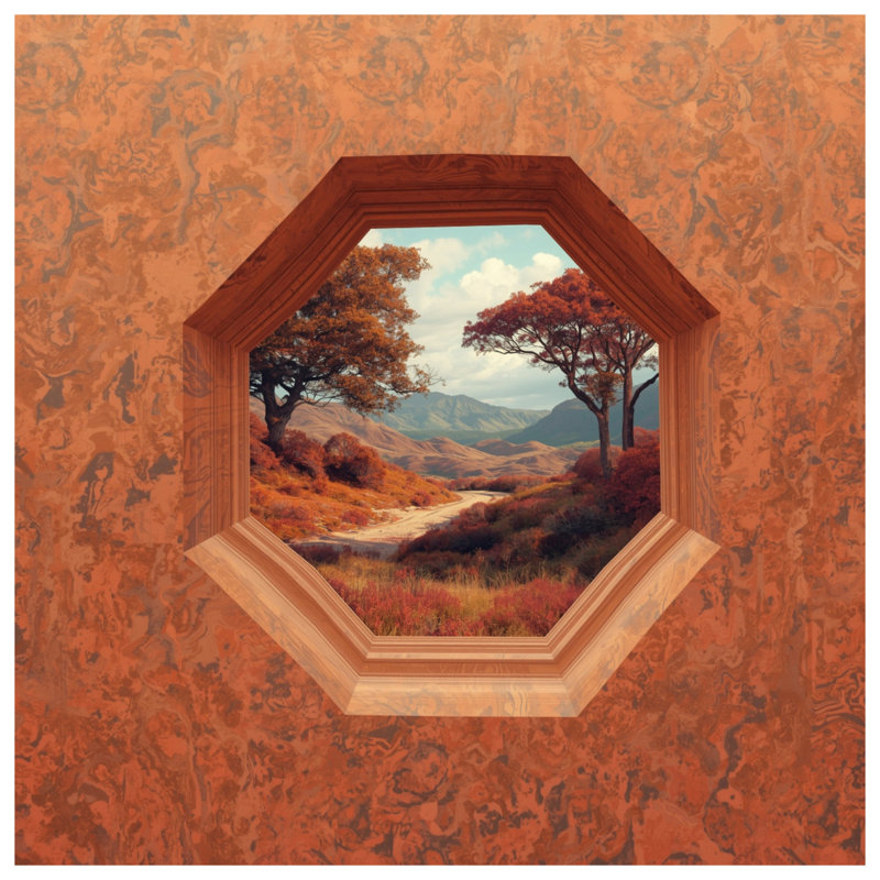 Octagonal Window View Bath Mat, 34in W x 21in L