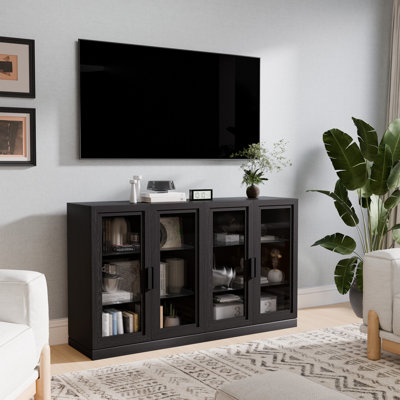Farmhouse Tv Stand Media Console Wine Bar Cabinet Entertainment Center For Tvs Up To 65" For Living Room