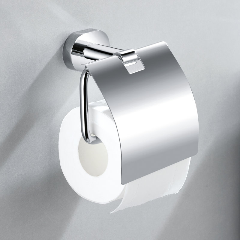 Porte-papier hygiénique mural avec couvercle, Chrome poli