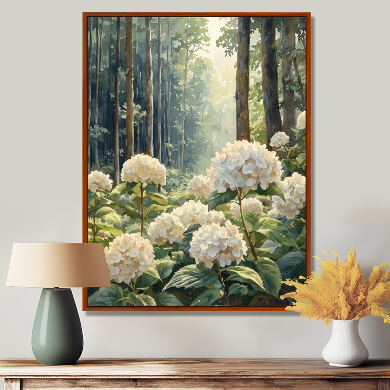 Cropsey - Hydrangea, impression sur toile, Brun, Reproduction avec cadre flottant, H 44 po x l 34 po