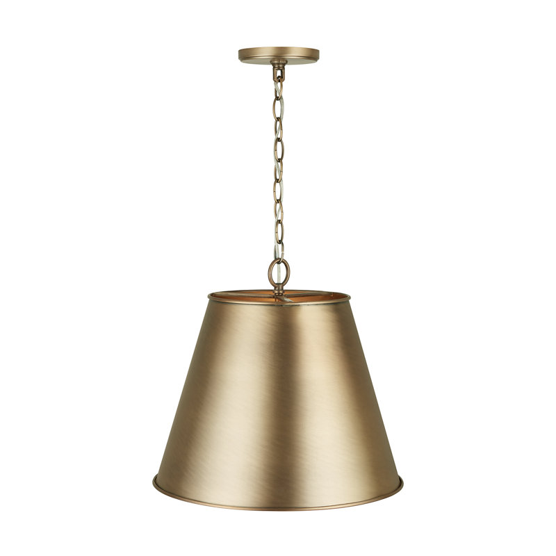 Elegant Aged Brass Cone Pendant with Metal Shade
