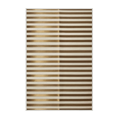 Tapis beige à rayures horizontales lavable à la machine