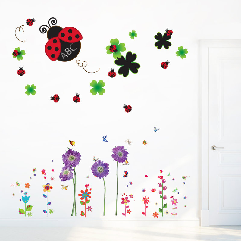 Décalcomanie murale, fleurs, fleurs et papillonss