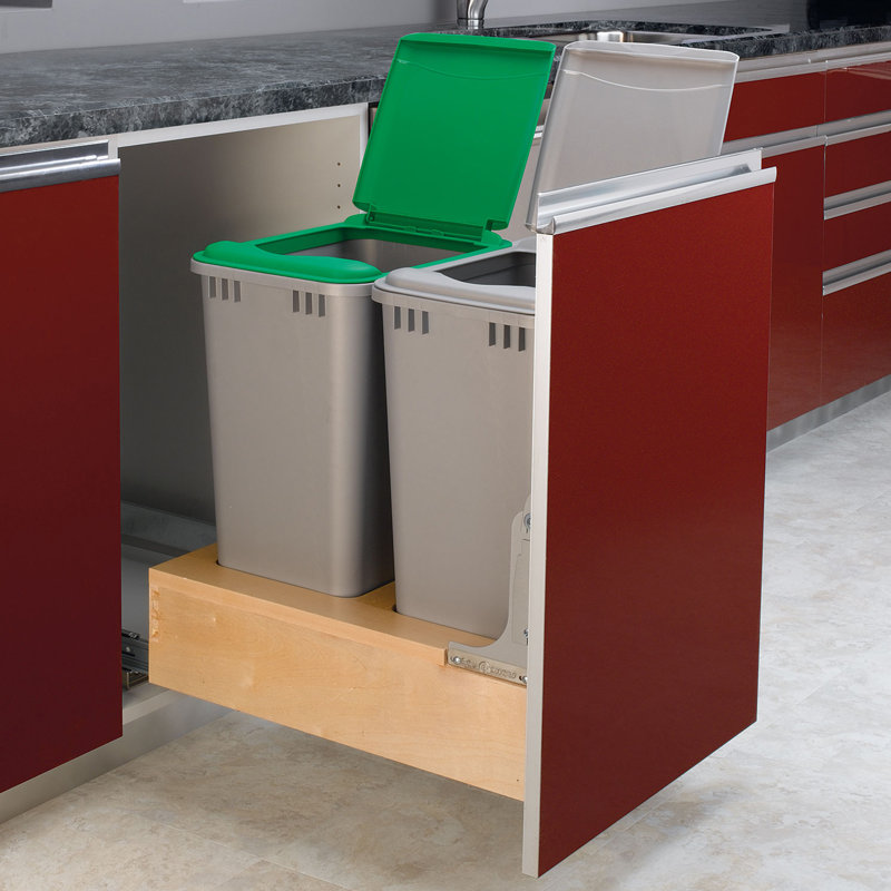 Poubelles coulissantes doubles Rev-A-Shelf avec fermeture en douceur et ouverture en douceur , 50 pte