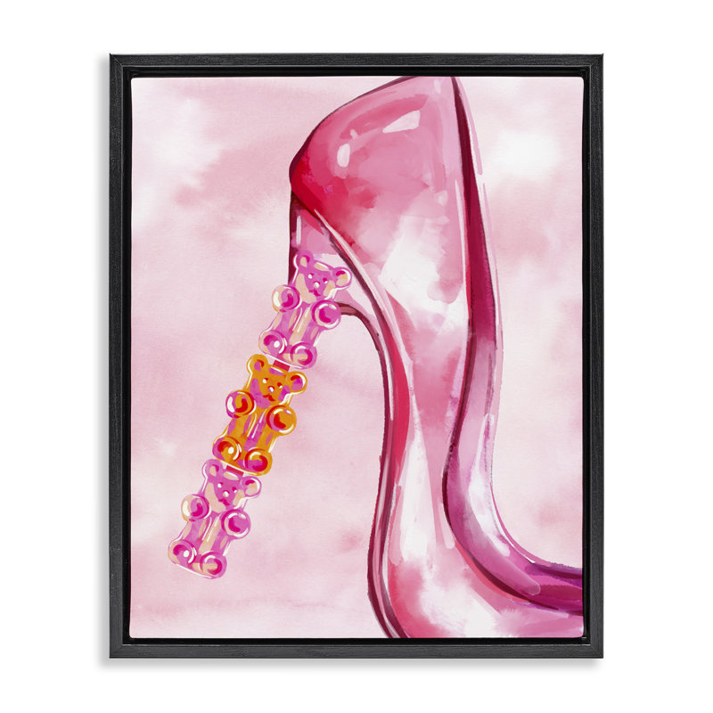 Candy Bear Heel Framed Floater Canvas Wall Art by Ziwei Li, Jet Black Floater Frame, 21" H x 17" W
