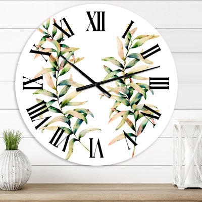 Autumn Grass Branches - Traditional wall clock