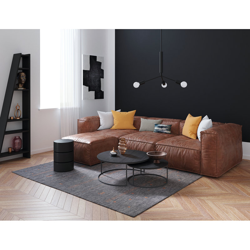 Anneliese Solid Colour Wool Hand Woven Area Rug, Rectangular 90 x 160 cm