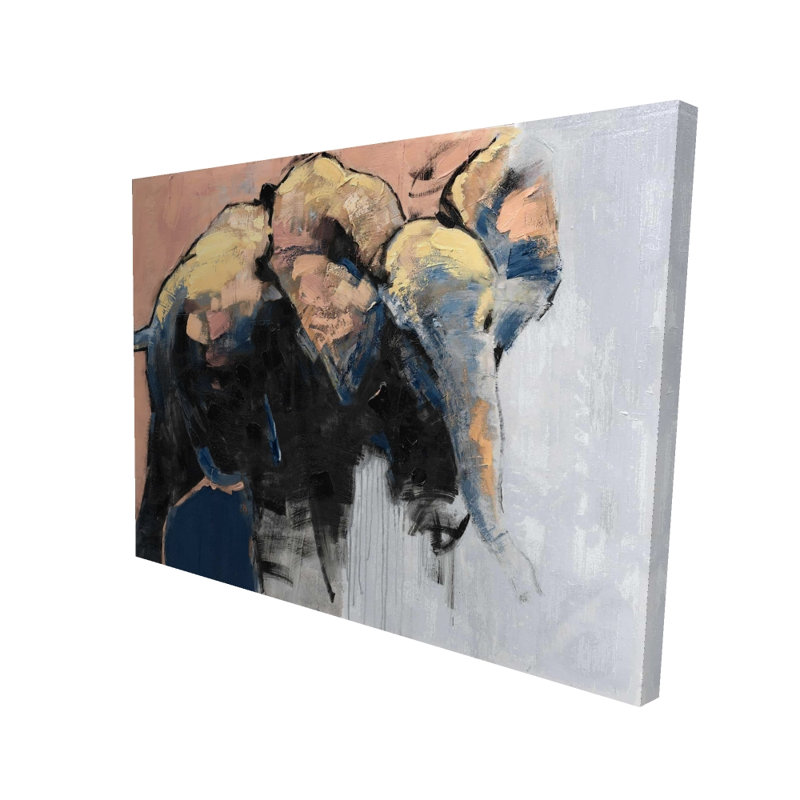 Abstrait éléphant gris sur toile - Art mural moderne de décoration intérieure