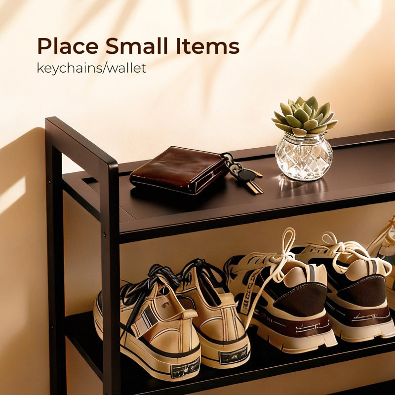 6-Layer Flat Bamboo Shoe Rack, 68*25*89Cm, Coffee Color, Coffee