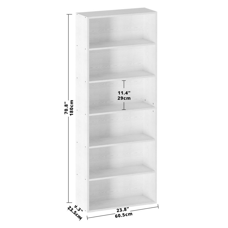 70" 6-Tier Freestanding Bookshelf Multipurpose Display Shelving, Industrial White
