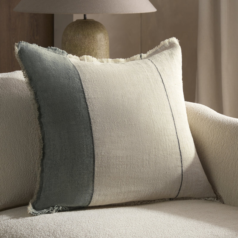 Rockefeller Linen Pillow, Polyester, 22" H x 22" W, Light Gray