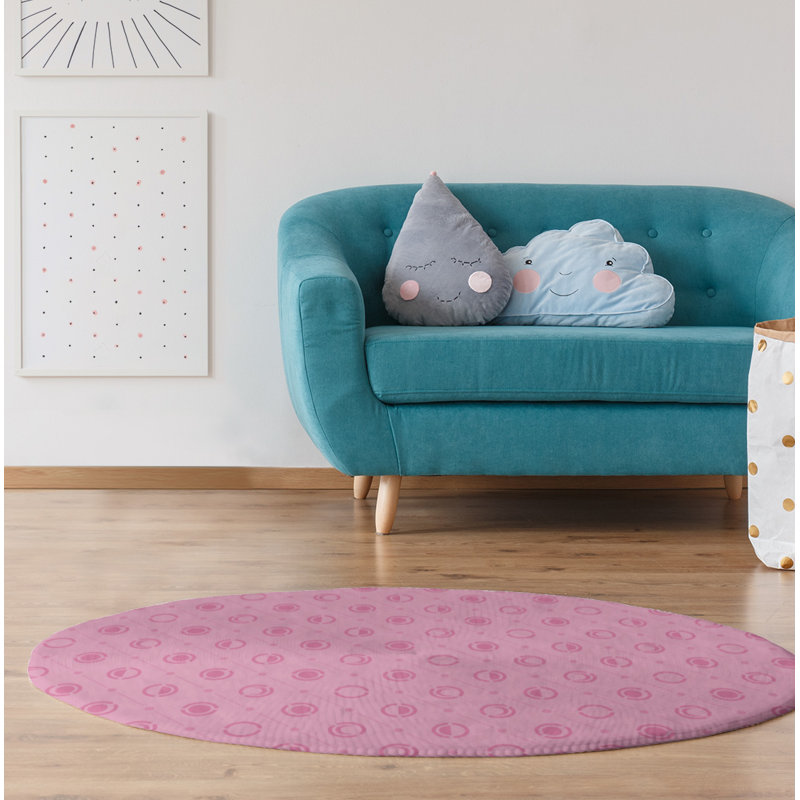 Chenille Geometric Indoor Rug, Round 5'