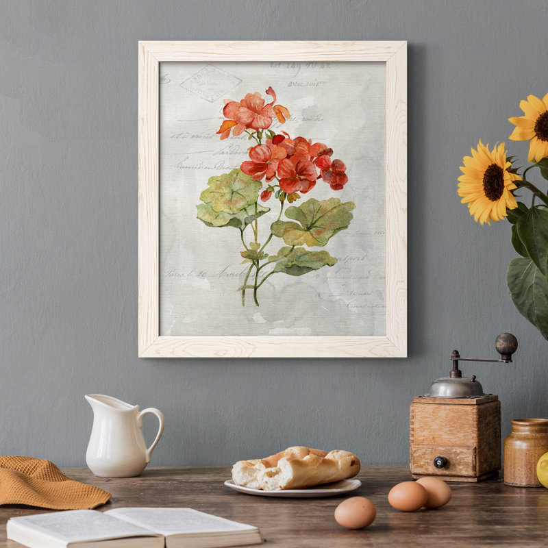 Lin géranium - peinture sur toile encadrée, Blanc, H 37,5 po x l 27,5 po x P 1,5 po