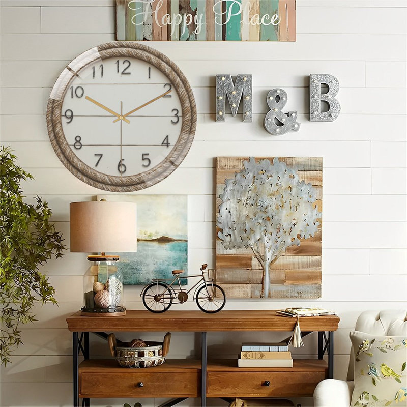 Horloge murale nautique en corde style nautique - 12 po