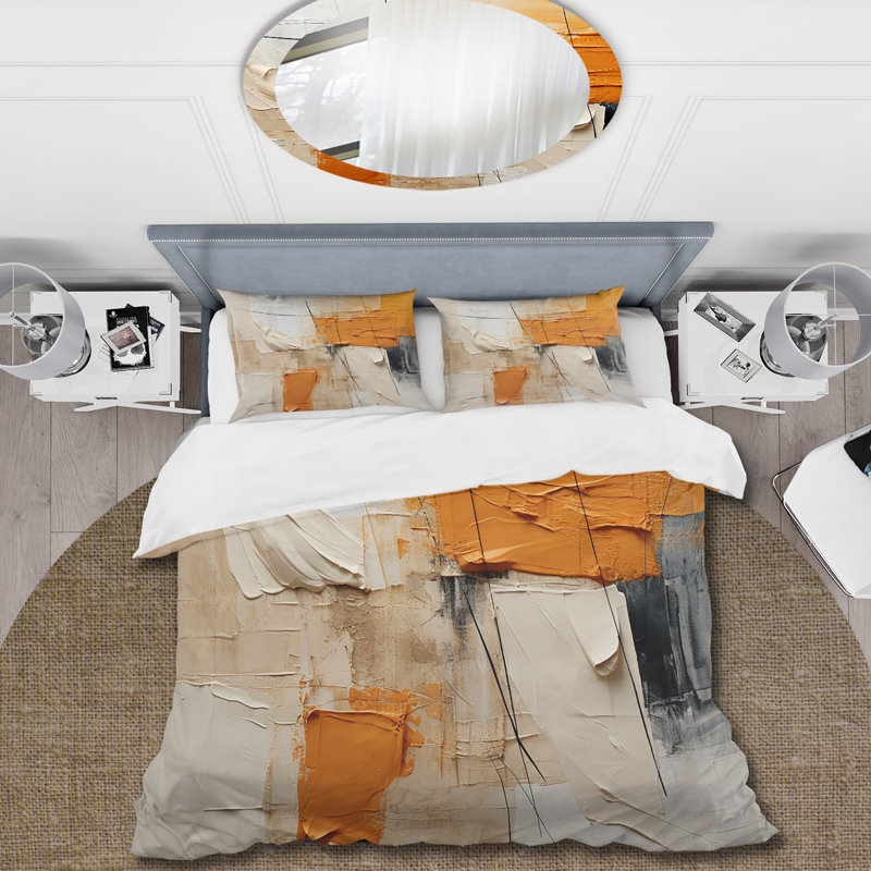 Ensemble de housse de couette Textile Symphony II - Abstract Collages, Housse de couette simple et deux taies décorative