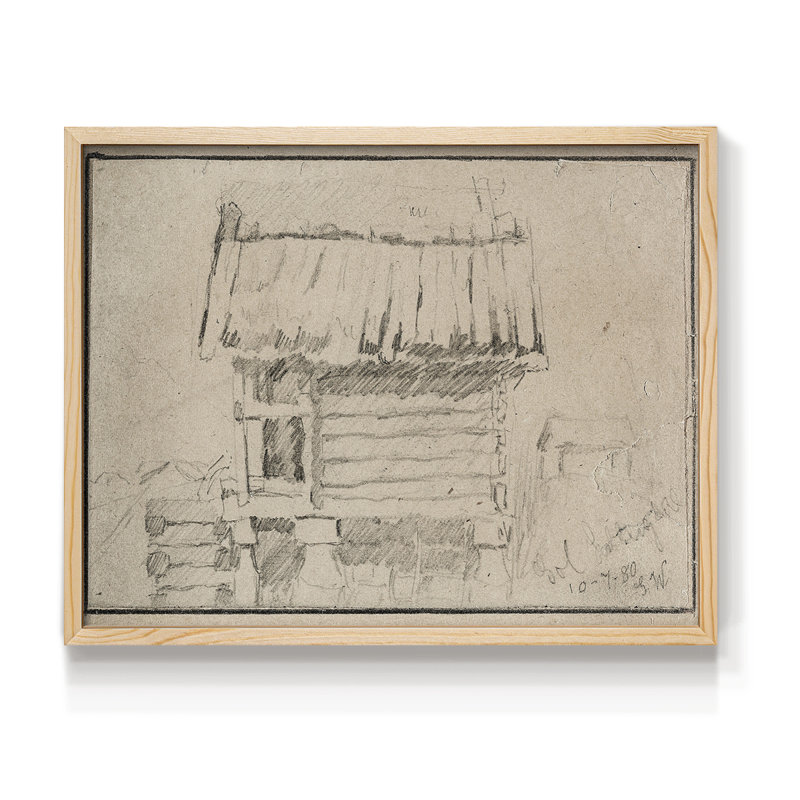 Croquis rétro - Lxxxi - reproduction encadrée, H 11 po x l 14 po, Naturel