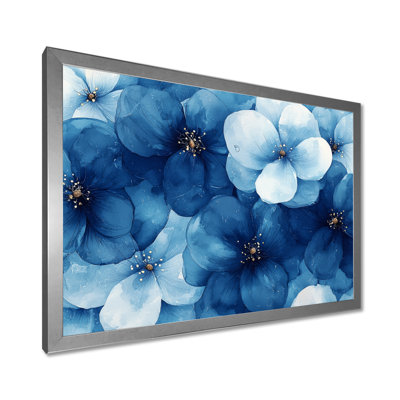 Fleurs bleues d'Igballe arc-en-ciel dans l'herbe I - Art mural de fleurs sauvages pour le salon