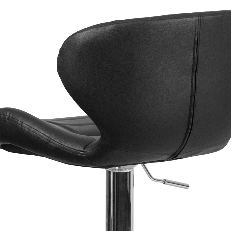 Tabouret de bar réglable en vinyle Guajardo, Noir