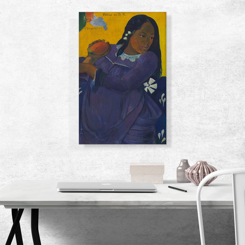 " Woman With Mango 1892 " by Paul Gauguin Painting Print, 26" H x 18" W x 1.5" D