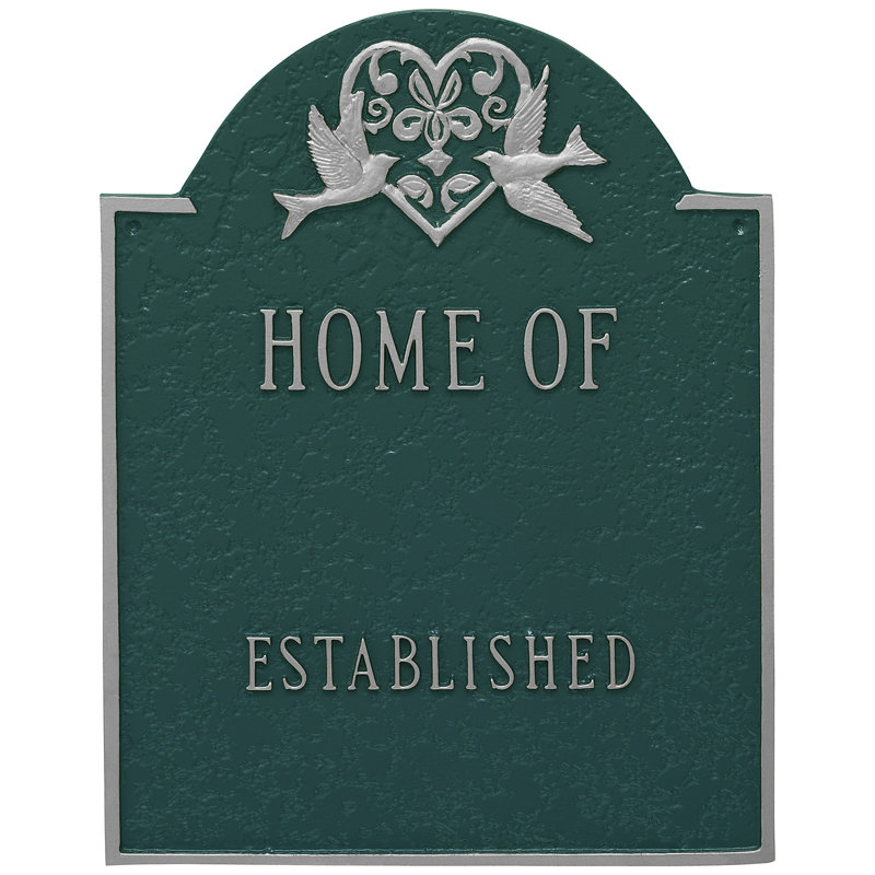 Plaque d'adresse murale sur 4 lignes, Vert forêt / argent, Oui