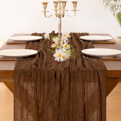 Cheesecloth Table Runner Summer Boho Wedding Birthday Party Home Decor | Brown Rustic Gauze 10FT 120in Cheese Cloth Sheer Farmhouse Dining Runner for Baby Shower Bridal Holiday Decorations