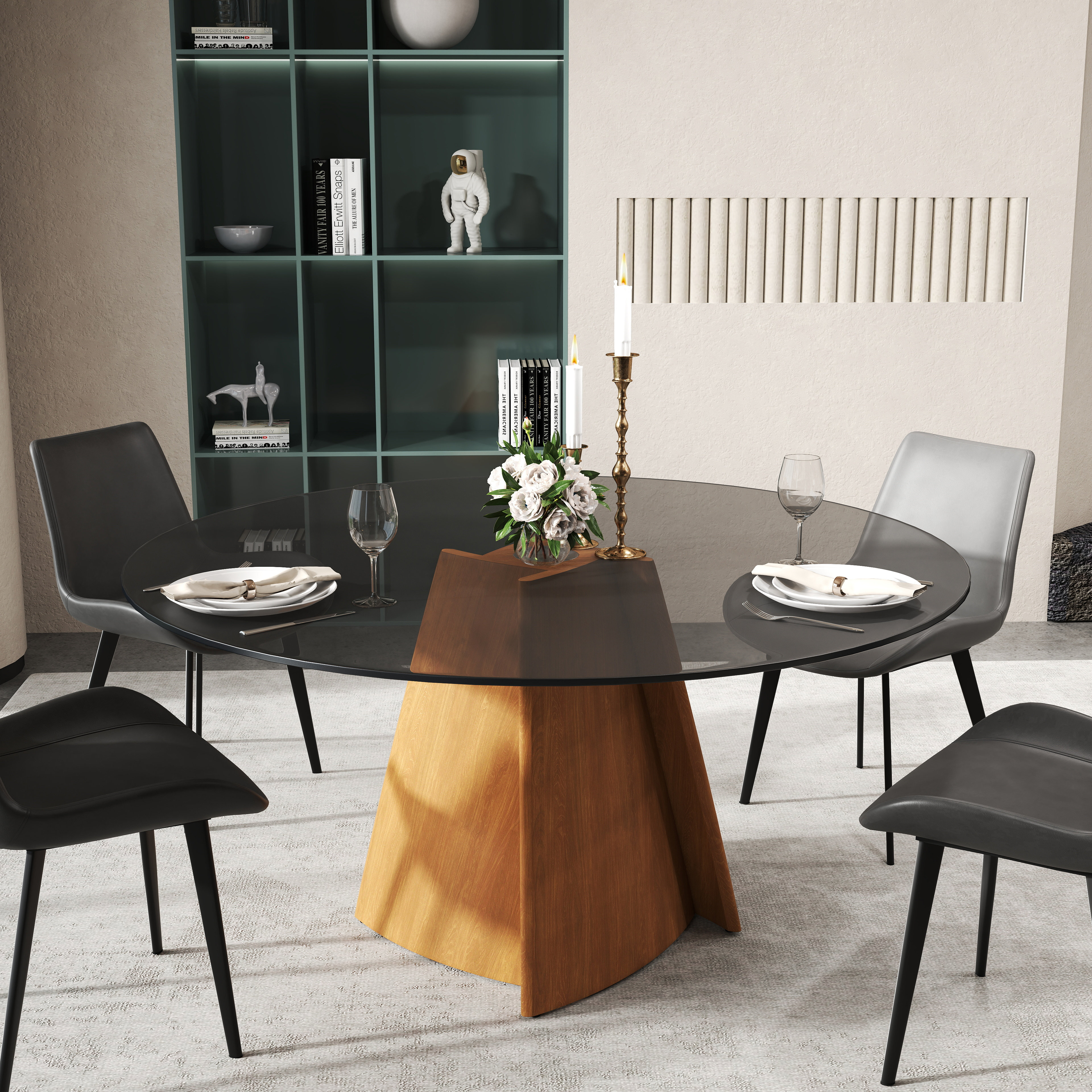 Pedestal Dining Dining Room Table Round Glass Tempered Glass 42