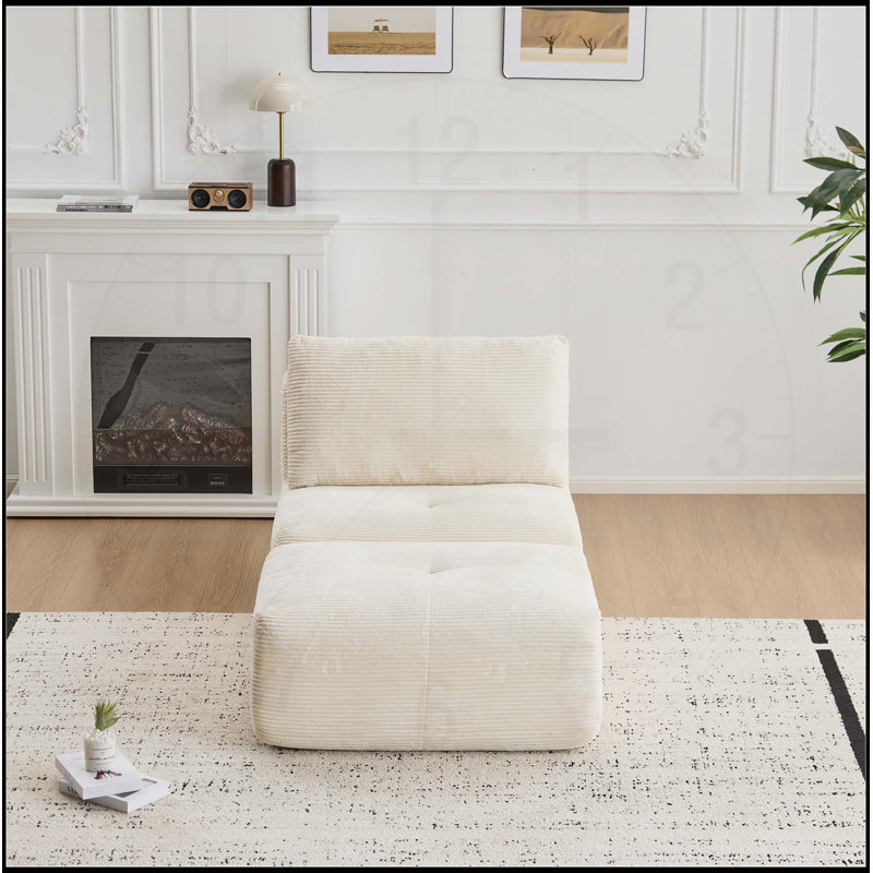 Canapé moderne en mousse à mémoire de forme compressée, méridienne simple, canapé modulaire Cloud compatible avec les animaux de compagnie, tissu en velours côtelé, repose-pieds mobile, aucun assemblage requis
