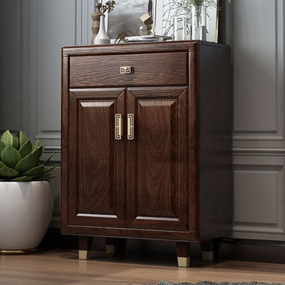 Rangement pour chaussures en bois massif brun noisette
