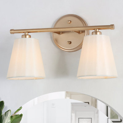Ensemble de meuble-lavabo contemporain à 2 lumières à intensité variable avec abat-jour en tissu