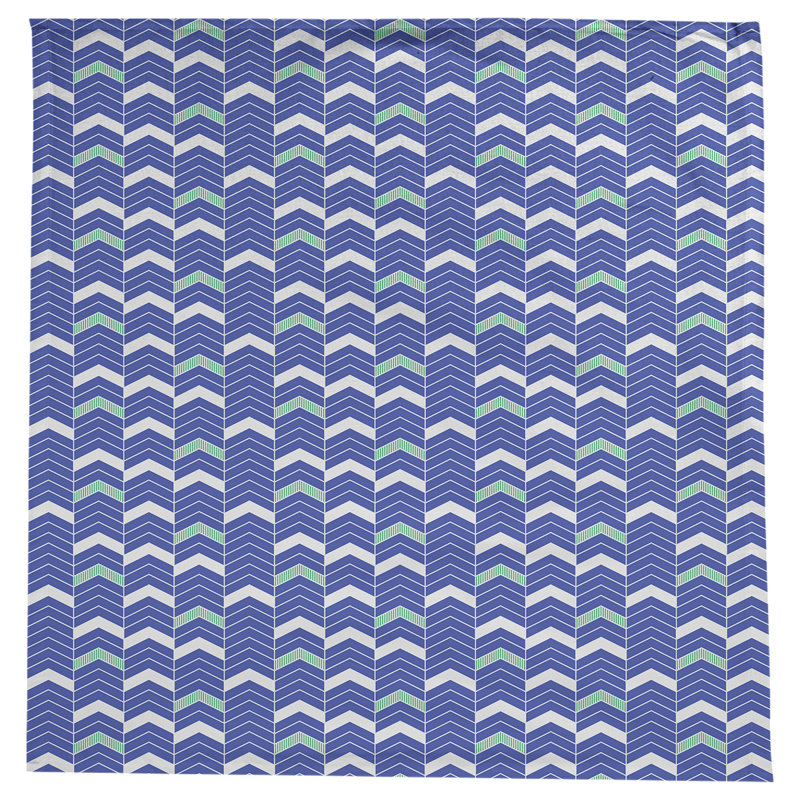 Stephenie Lined Chevrons Tablecloth, Blue/Green/White