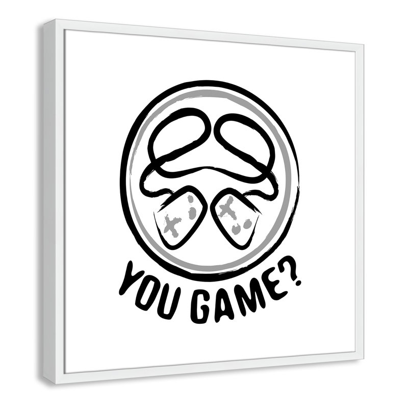 Décoration murale pour enfants avec emblème de jeu, H 27,5 po x l 27,5 po x P 1,19 po, Encadré de boîte blanc