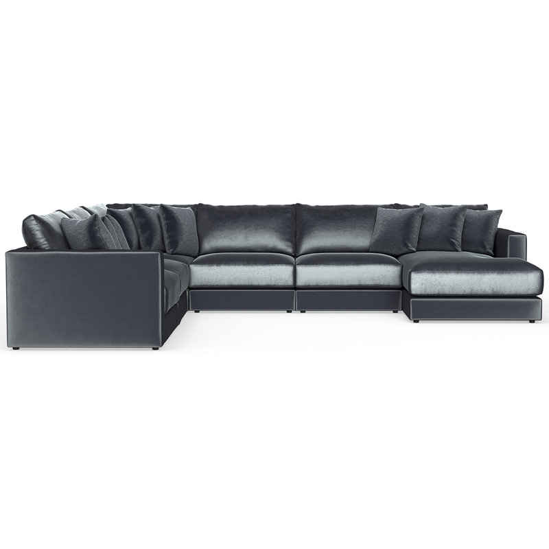 Canapé modulaire à méridienne extra profonde rond six pièces - ardoise