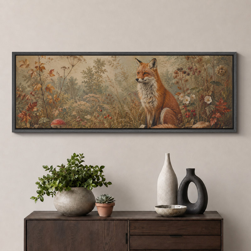 Rustic Fox Forest, H 20 po x l 60 po x P 1,5 po, Noir