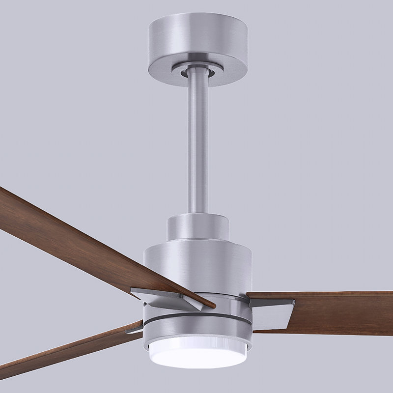 Alessandra - Three Blade Transitional Ceiling Fan -LED, Walnut, Brushed Nickel, 72"
